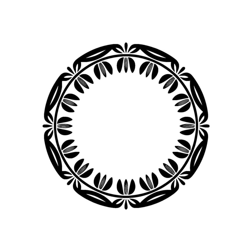 Elegant Black Floral Frame- on Cream Background vector
