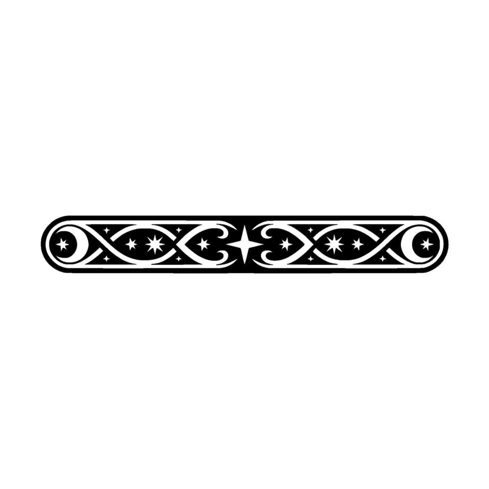 Celestial Border Ornament Black White Decorative vector