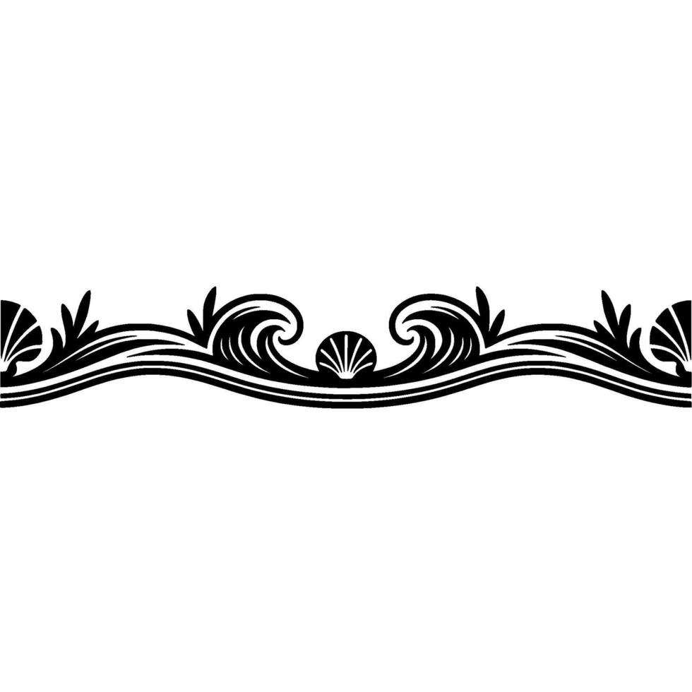 Elegant Black Sea-Themed Border vector