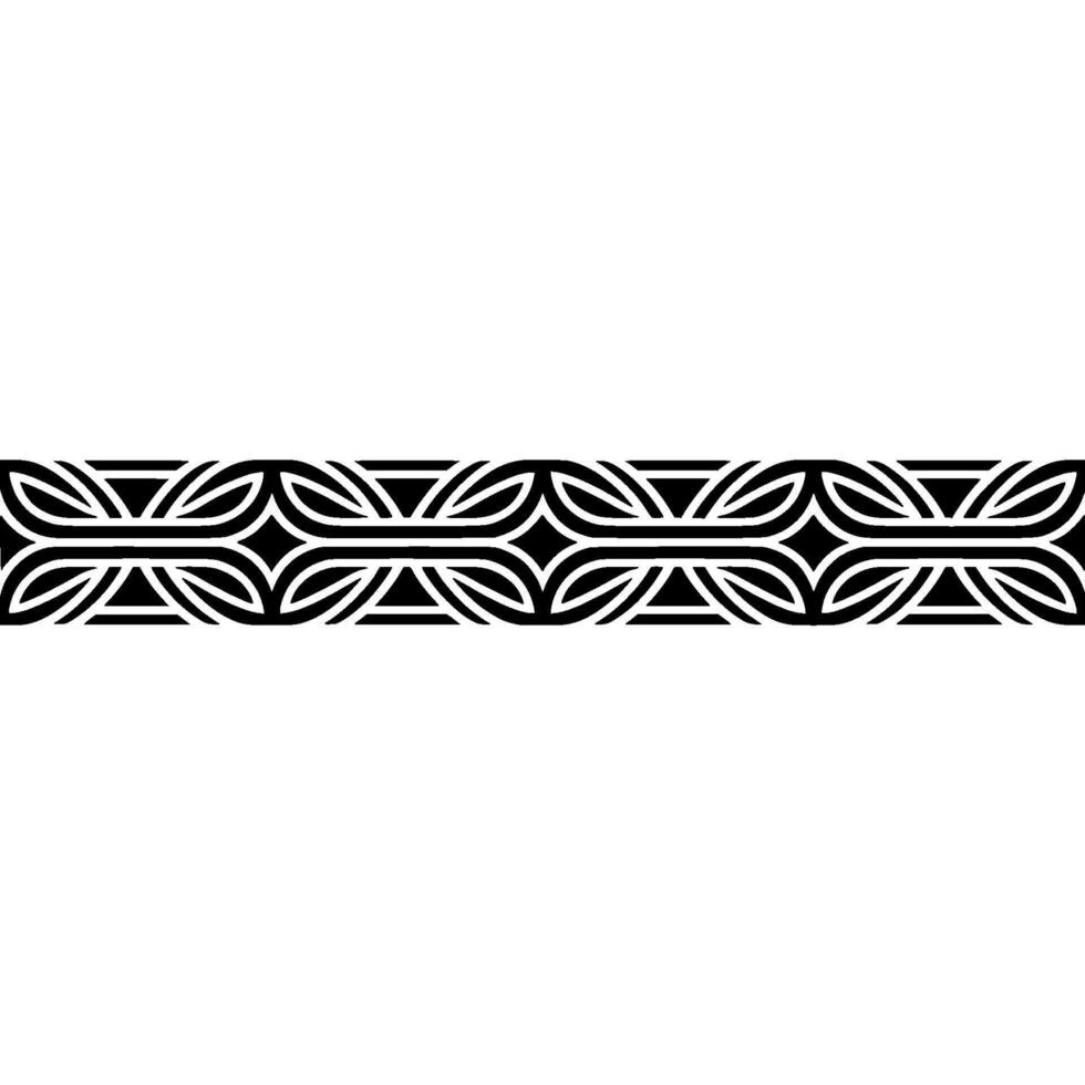 Geometric Border Black White Repeating Pattern on White Background vector