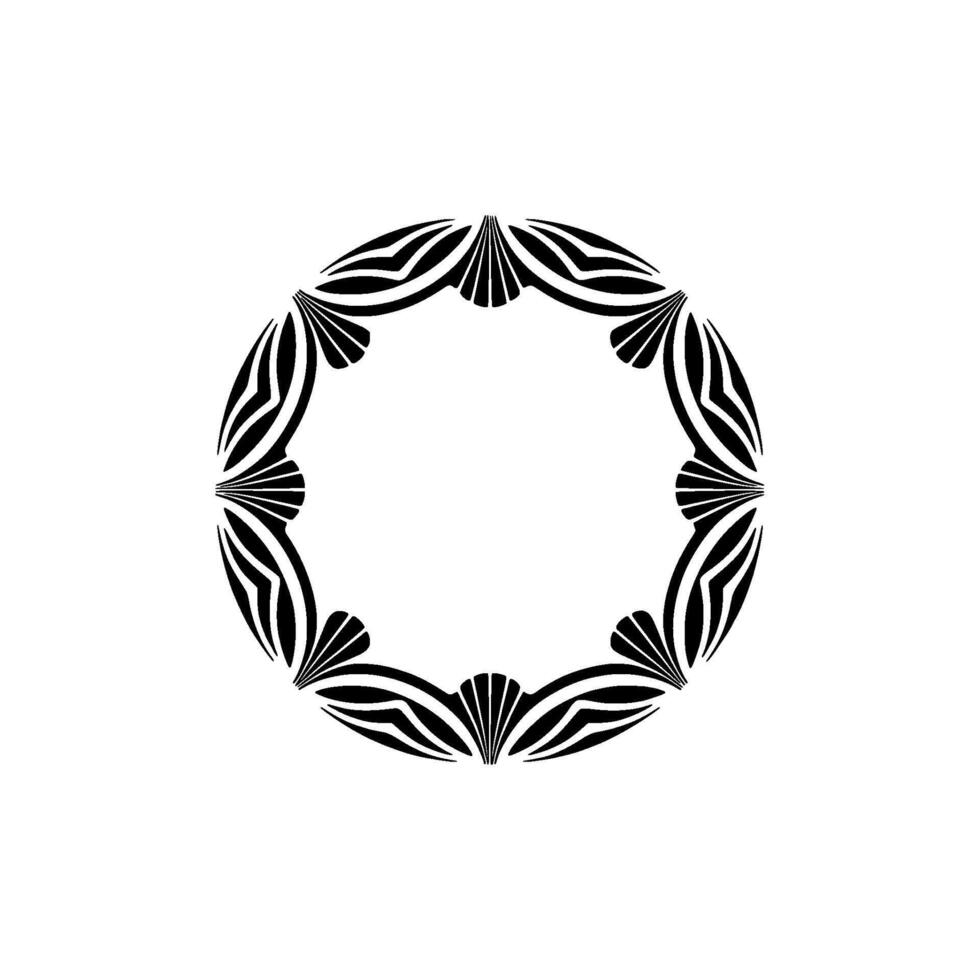 Elegant Circular Floral Element in Black and White, Geometric Frame vector