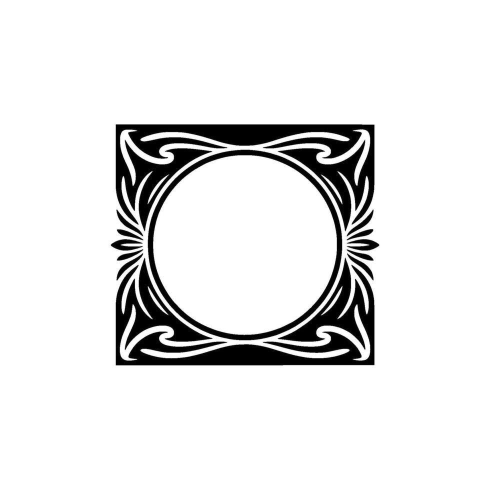 Art Nouveau Frame, Black White Element, Circle Square vector