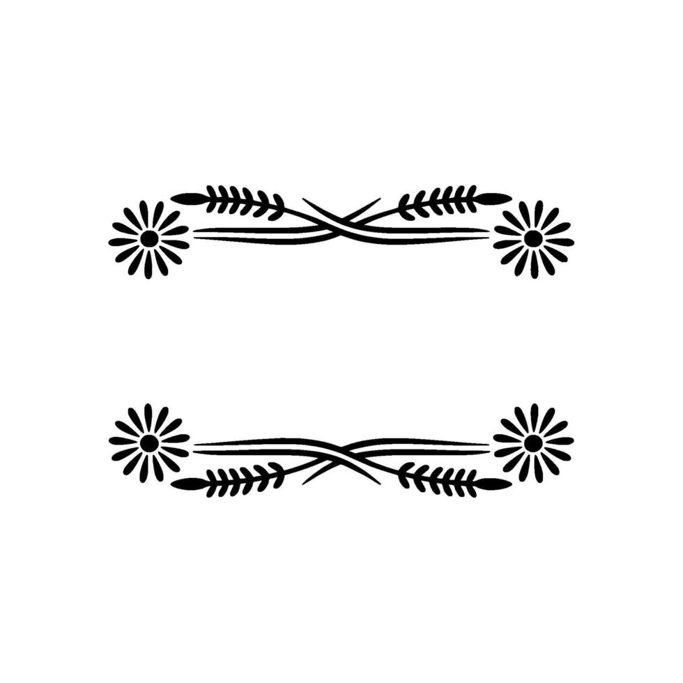 Minimalist Floral Line Art Border Elements on White vector