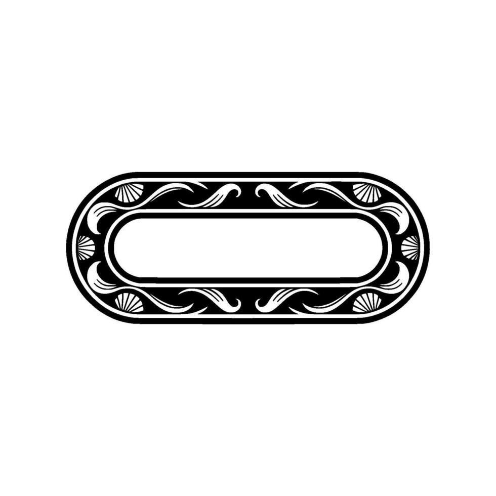 Decorative Oval Frame in Art Nouveau Style on Grayscale Background vector