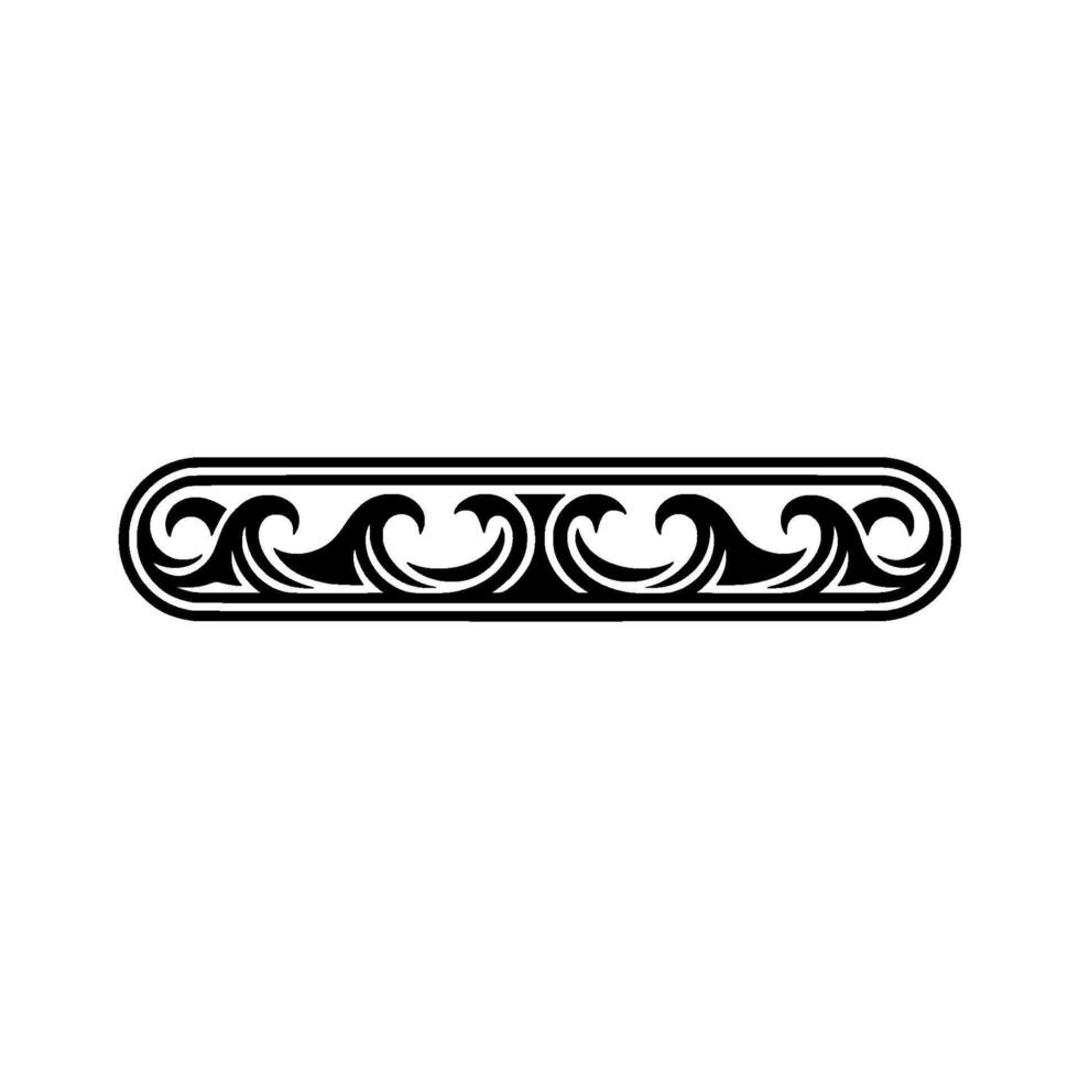 Decorative Wave Border Element Black White vector