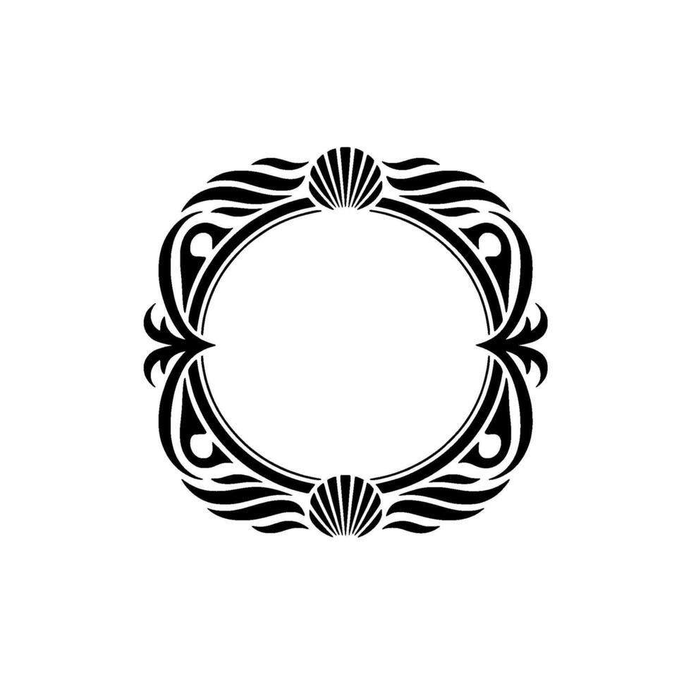 Elegant Art Deco Circle Frame with Seashell Accents, Illustration vector
