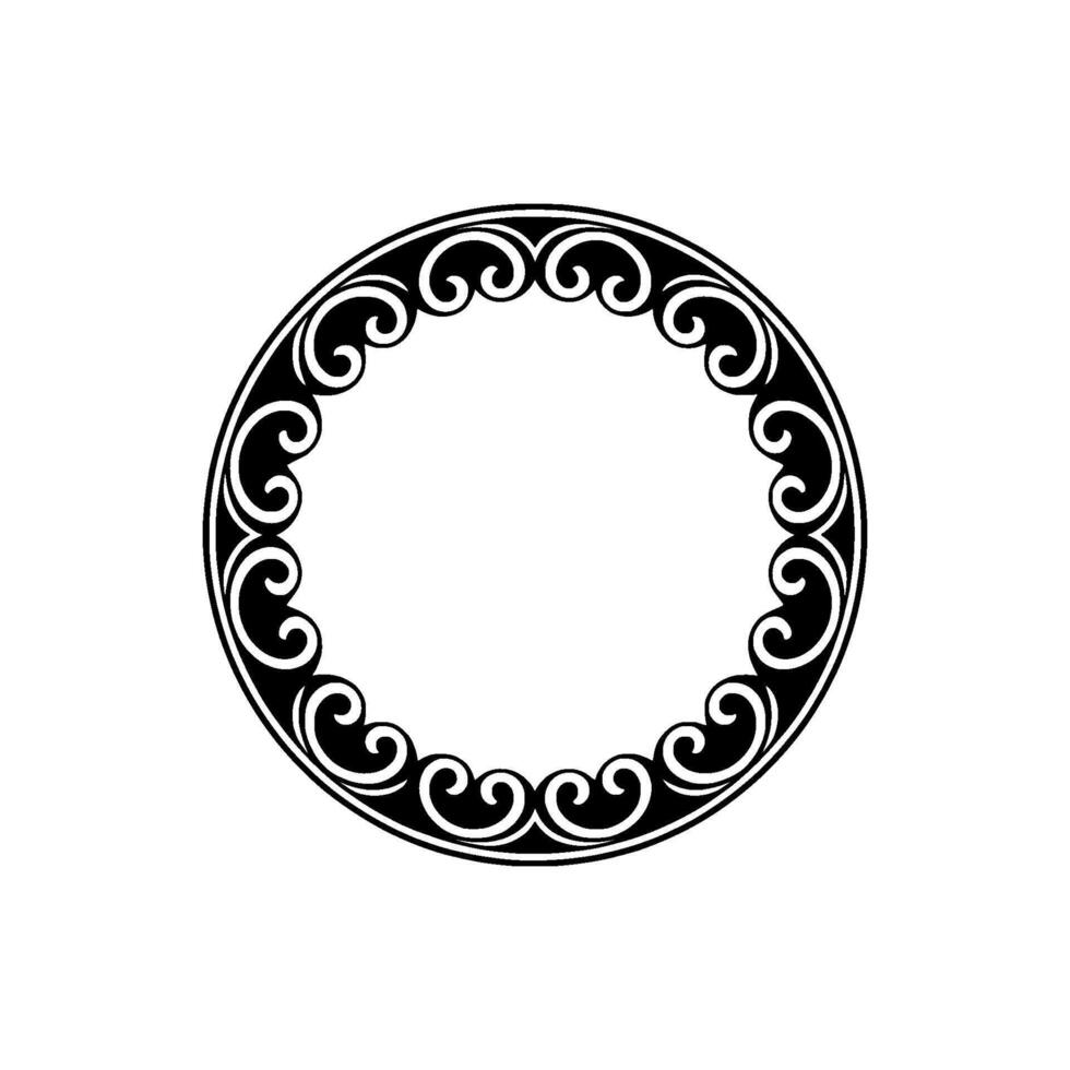 Elegant Black and White Decorative Circle Frame Element on White vector