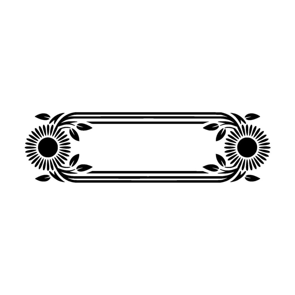 Elegant Floral Frame - Black and White Decorative Element vector