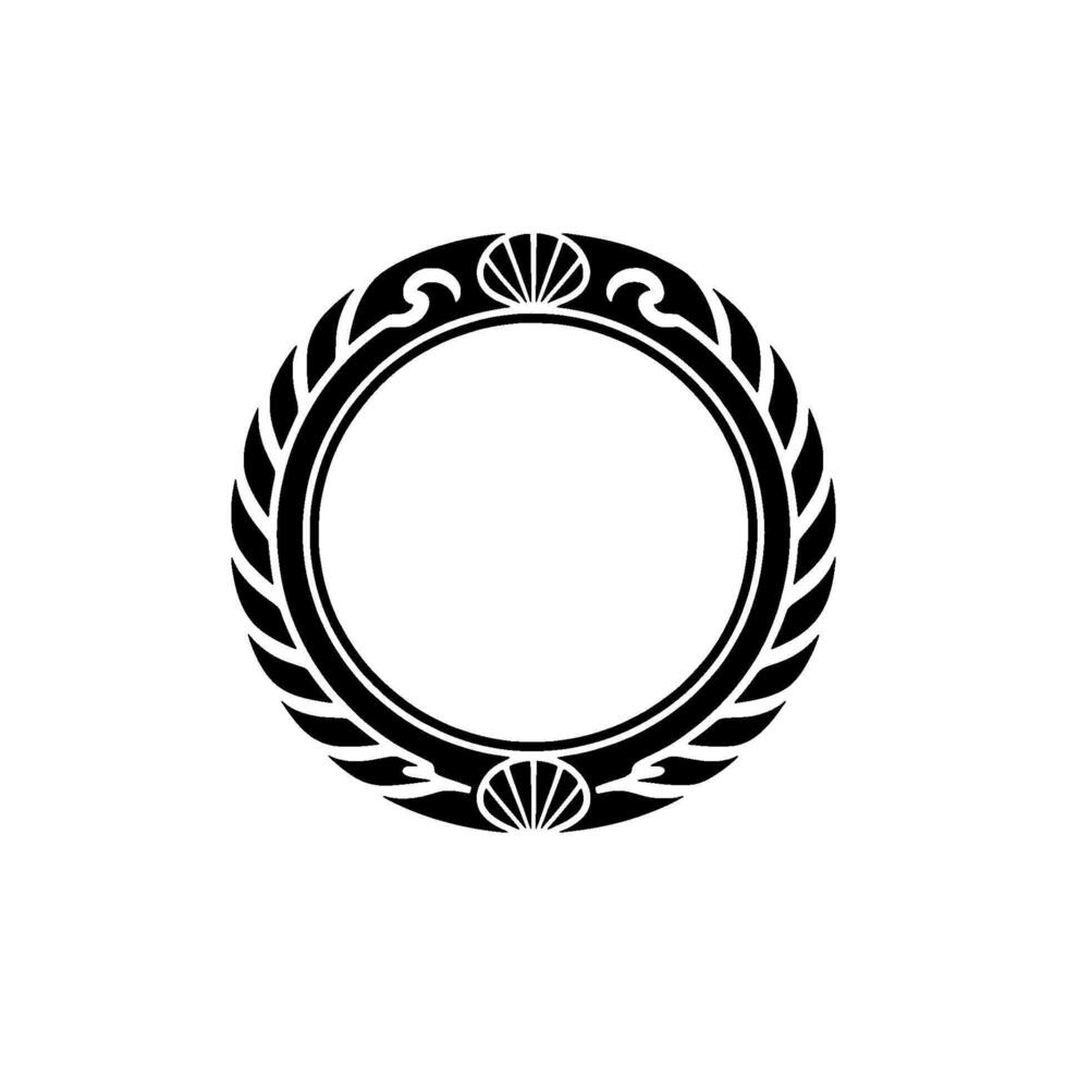 Elegant Black Circular Frame, Floral Element on White Background vector