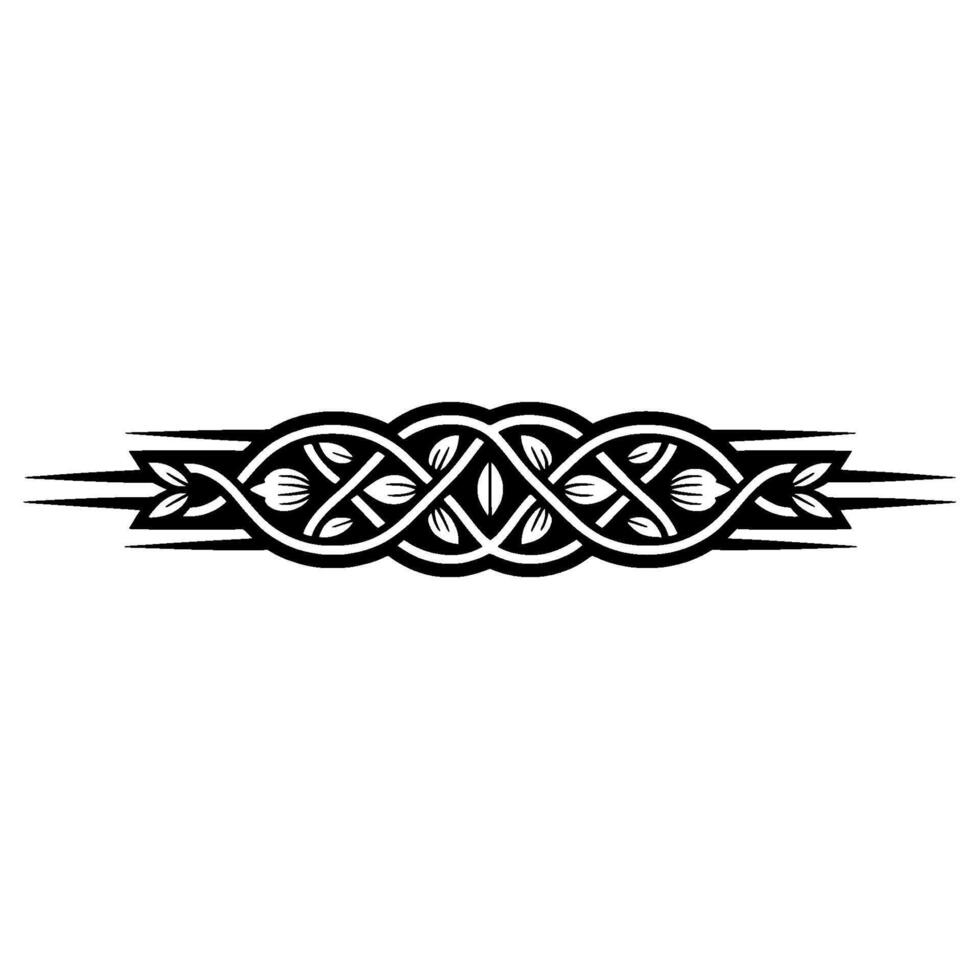 Elegant Celtic Knotwork Border with Floral Elements, Black White vector
