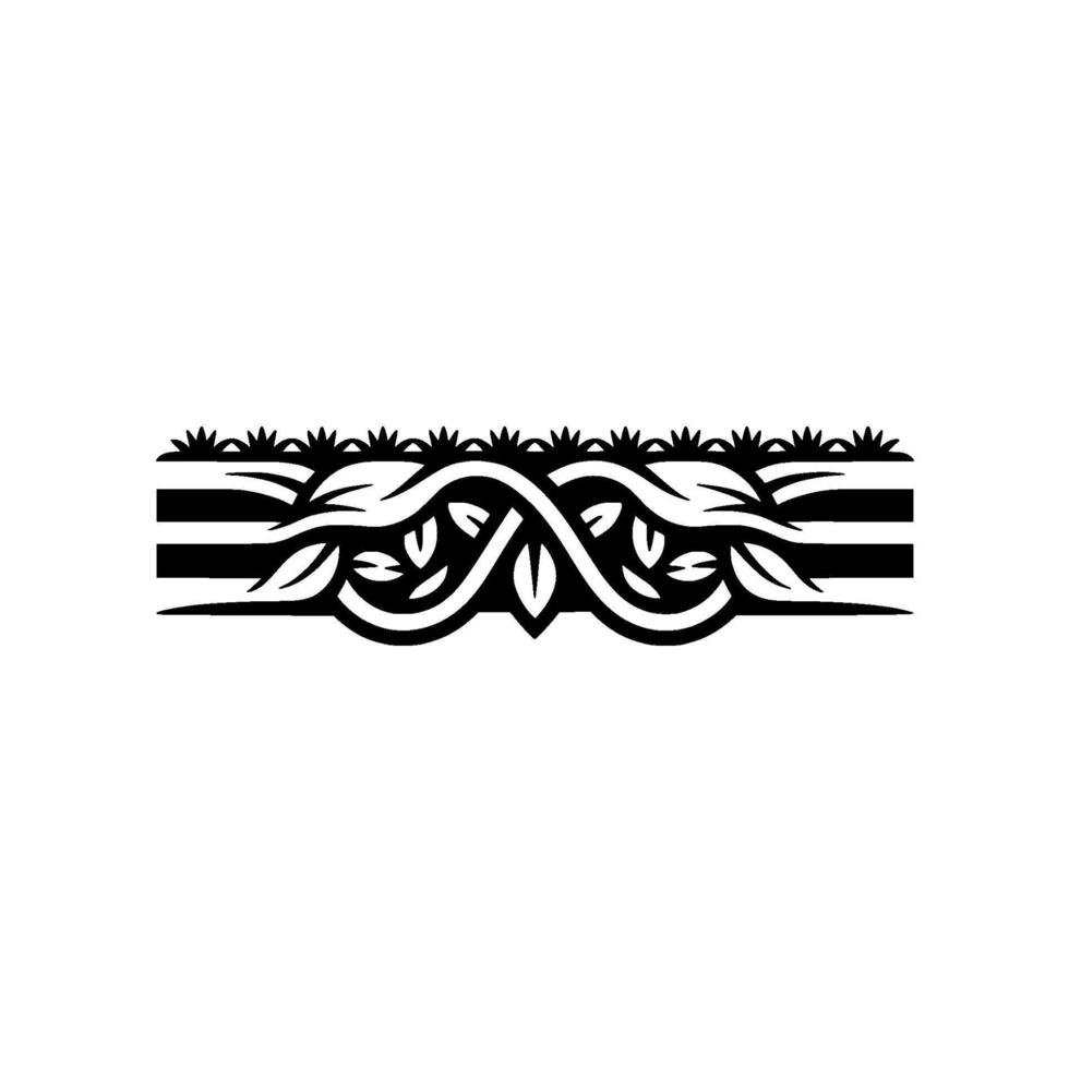 Elegant Black White Border with Leaves and Grass vector