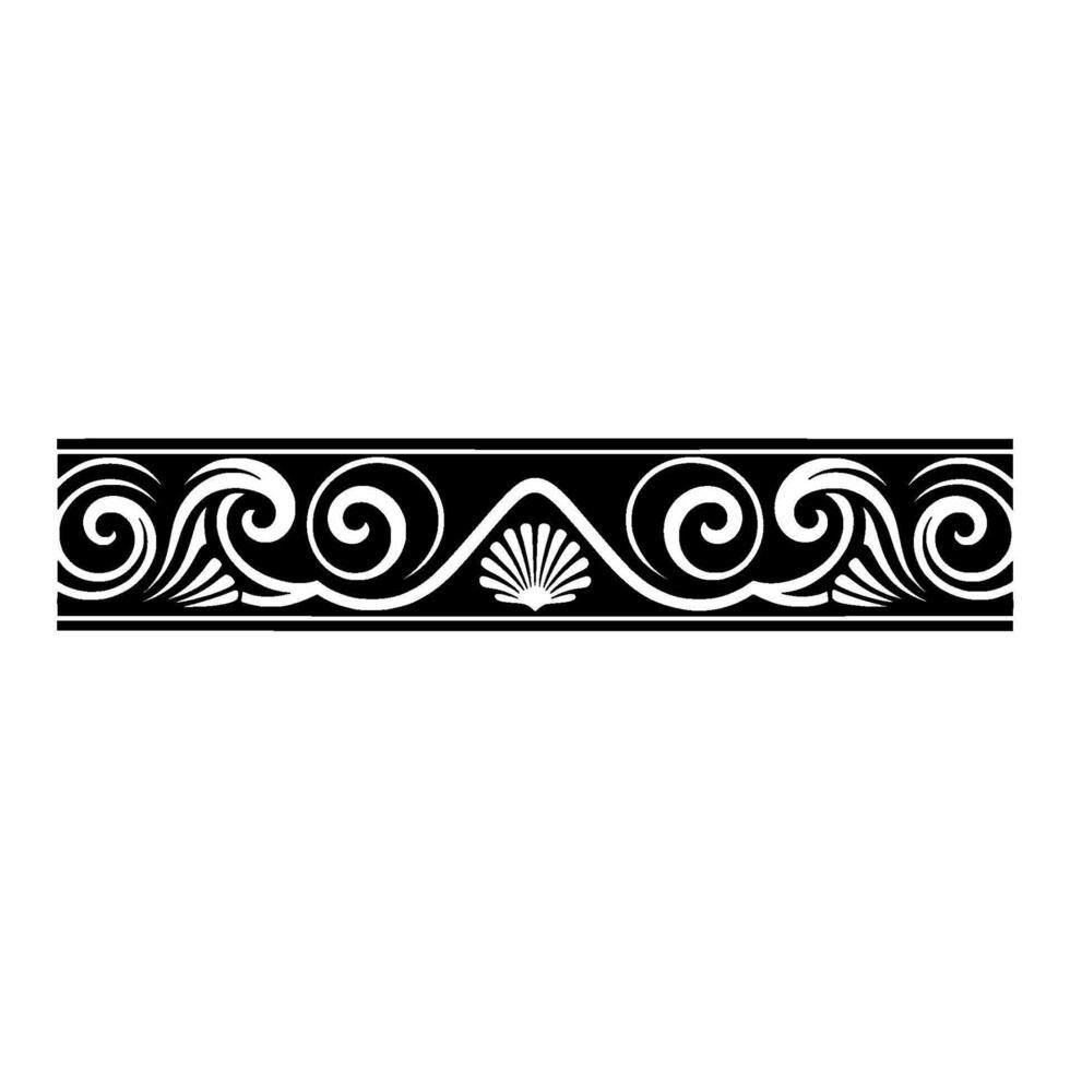 Elegant Black White Swirl Border Decorative Element vector