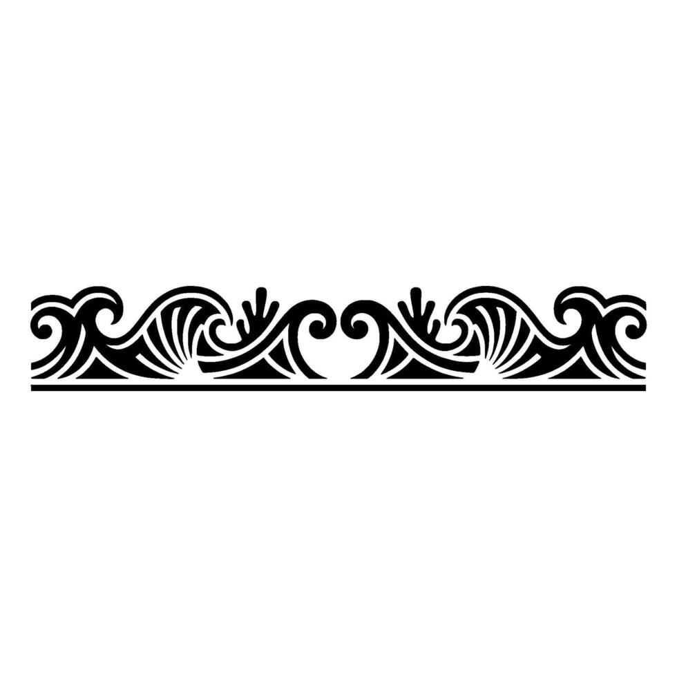 Elegant Decorative Wave Border Ornament in Black on White vector