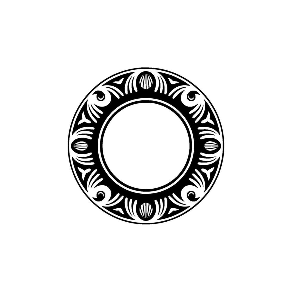 Elegant Black and White Decorative, Circular Frame vector