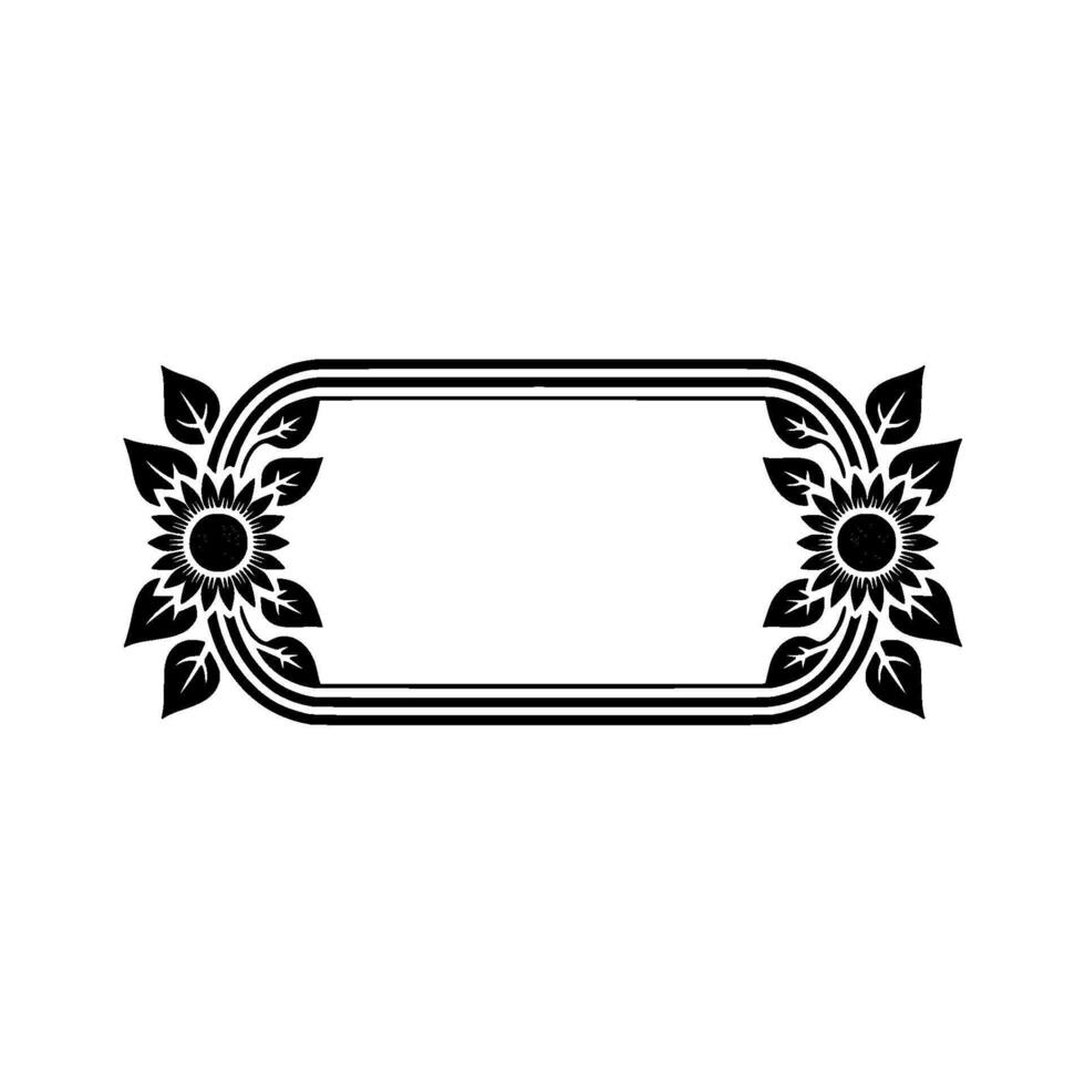 Elegant Sunflower Frame Black White Floral Border vector