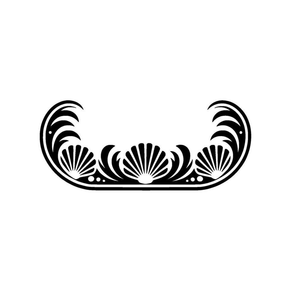 Elegant Black Ornamental Border Seashells Swirls on Cream vector