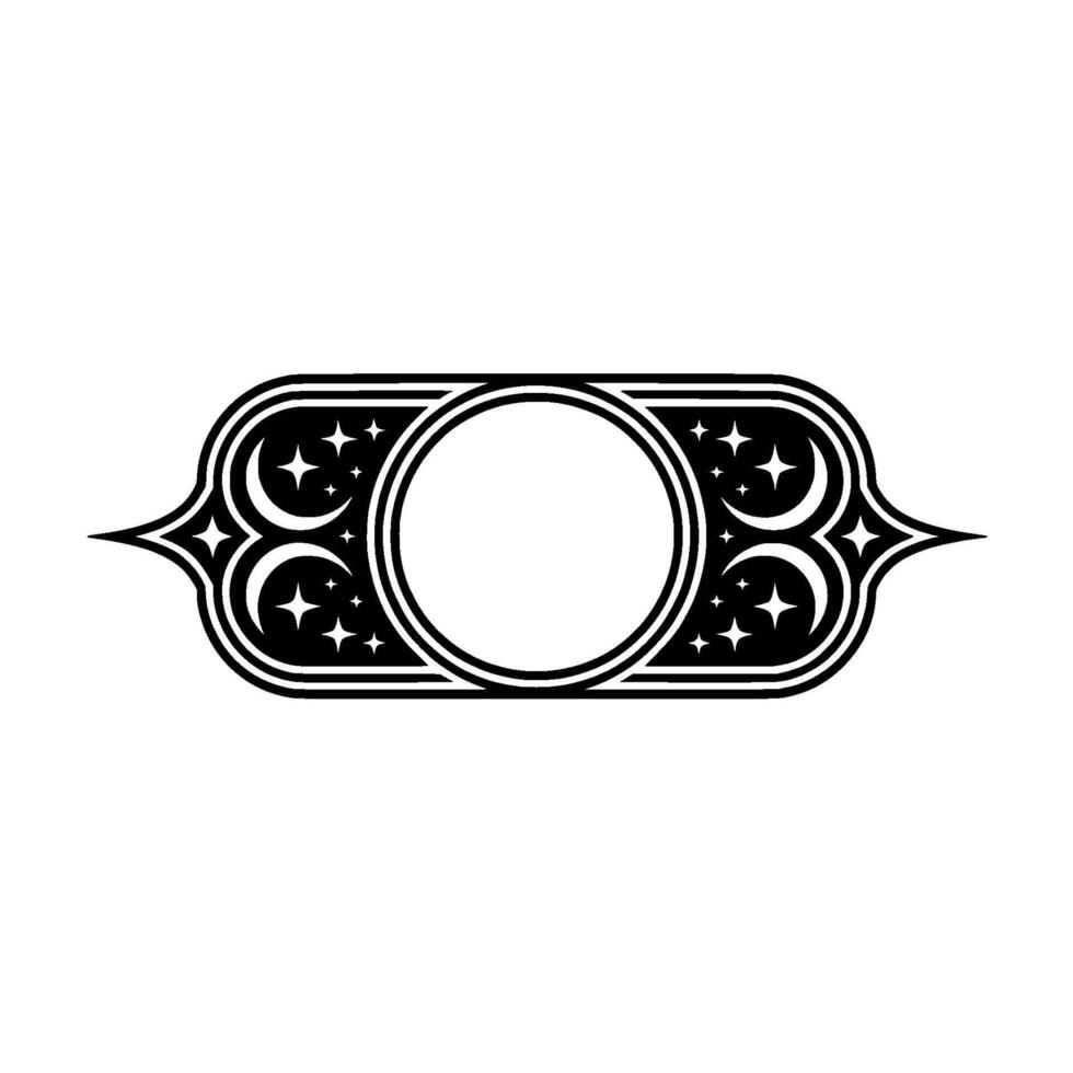 Elegant Celestial Frame Black and White Star and Moon vector