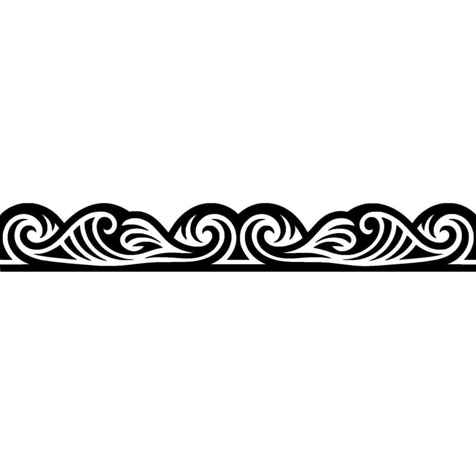 Black and White Ornamental Wave Border, Decorative vector