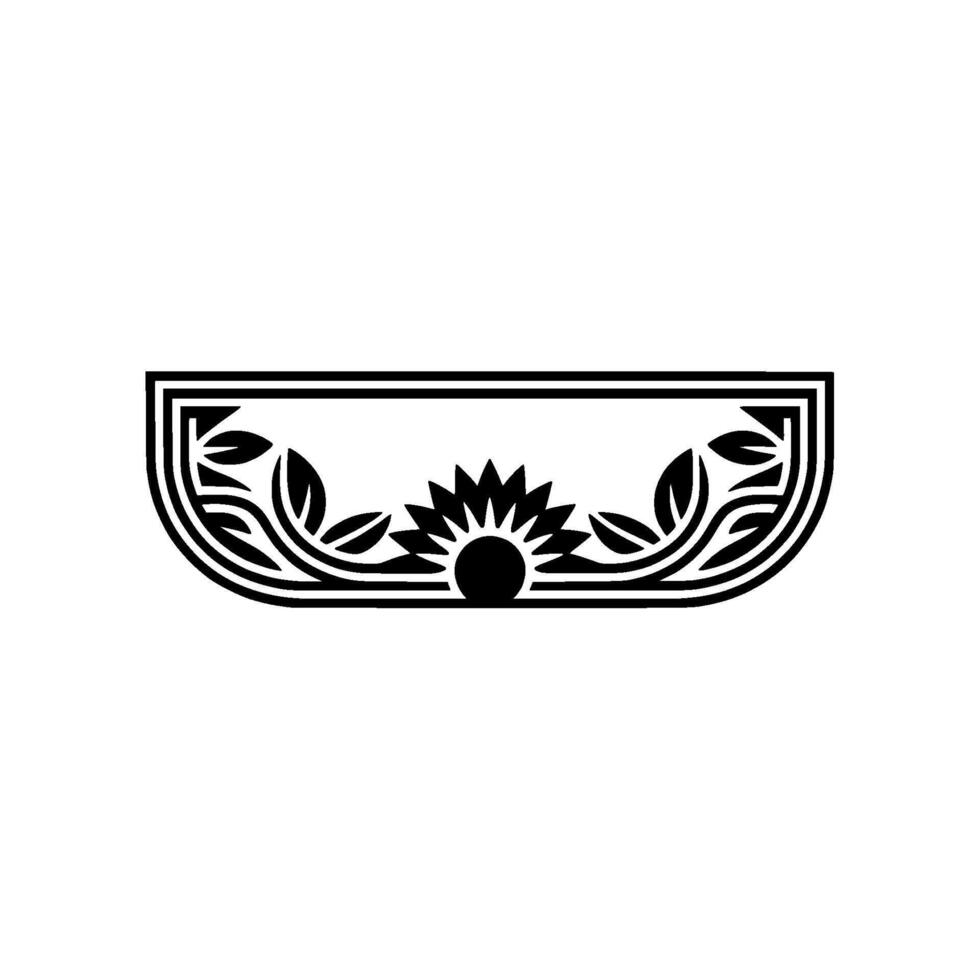 Geometric Floral , Black and White, Decorative Frame Element vector