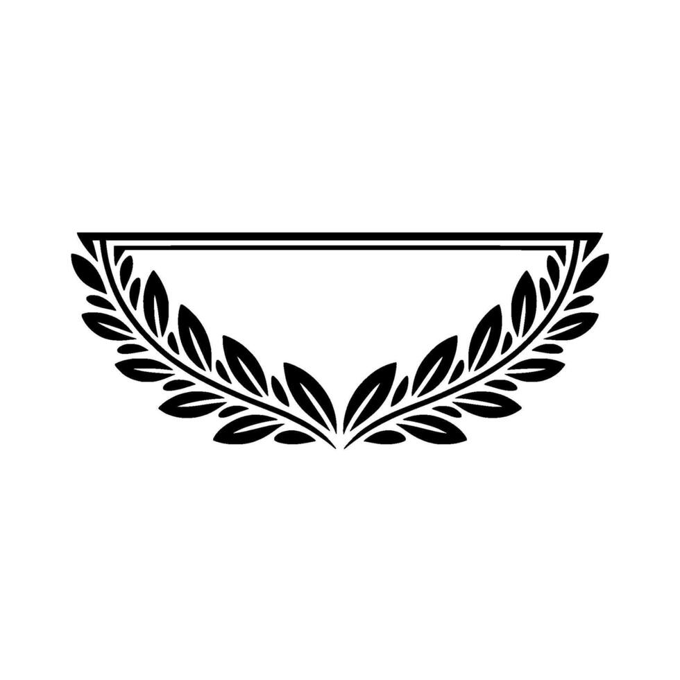 Elegant Laurel Wreath Frame - Black and White Minimalist vector