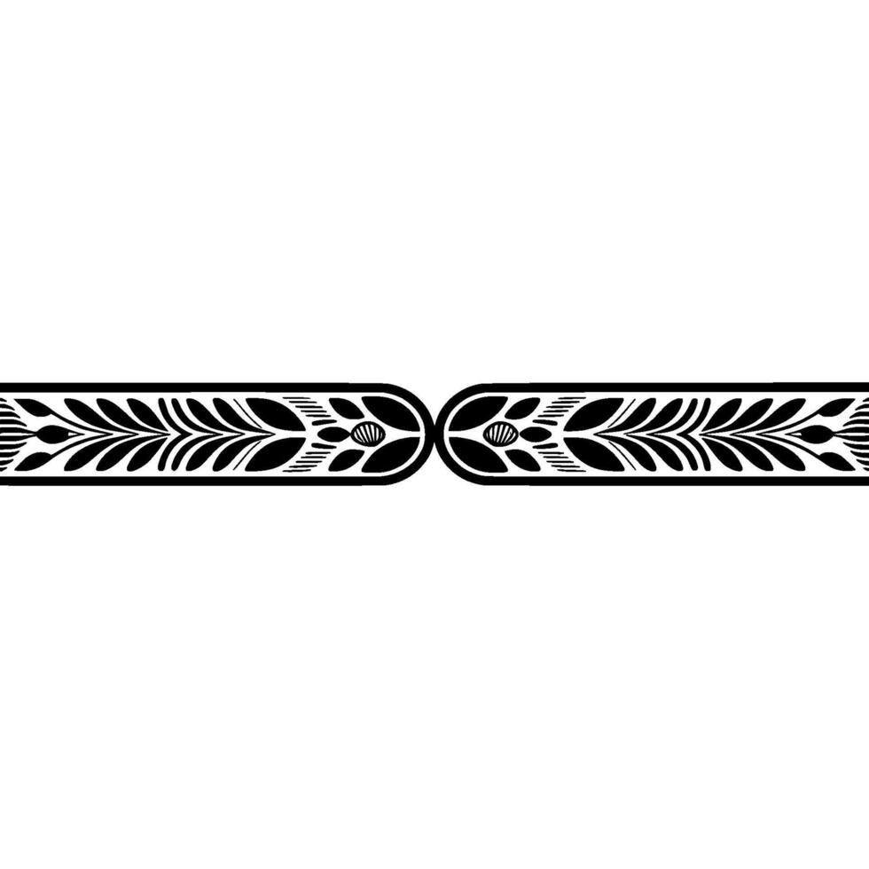 Elegant Floral Ornament Black and White Botanical Border on White vector