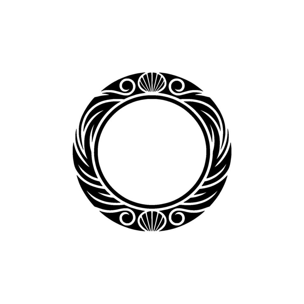 Decorative Art Deco Circle Frame in Black on White, Elegant vector