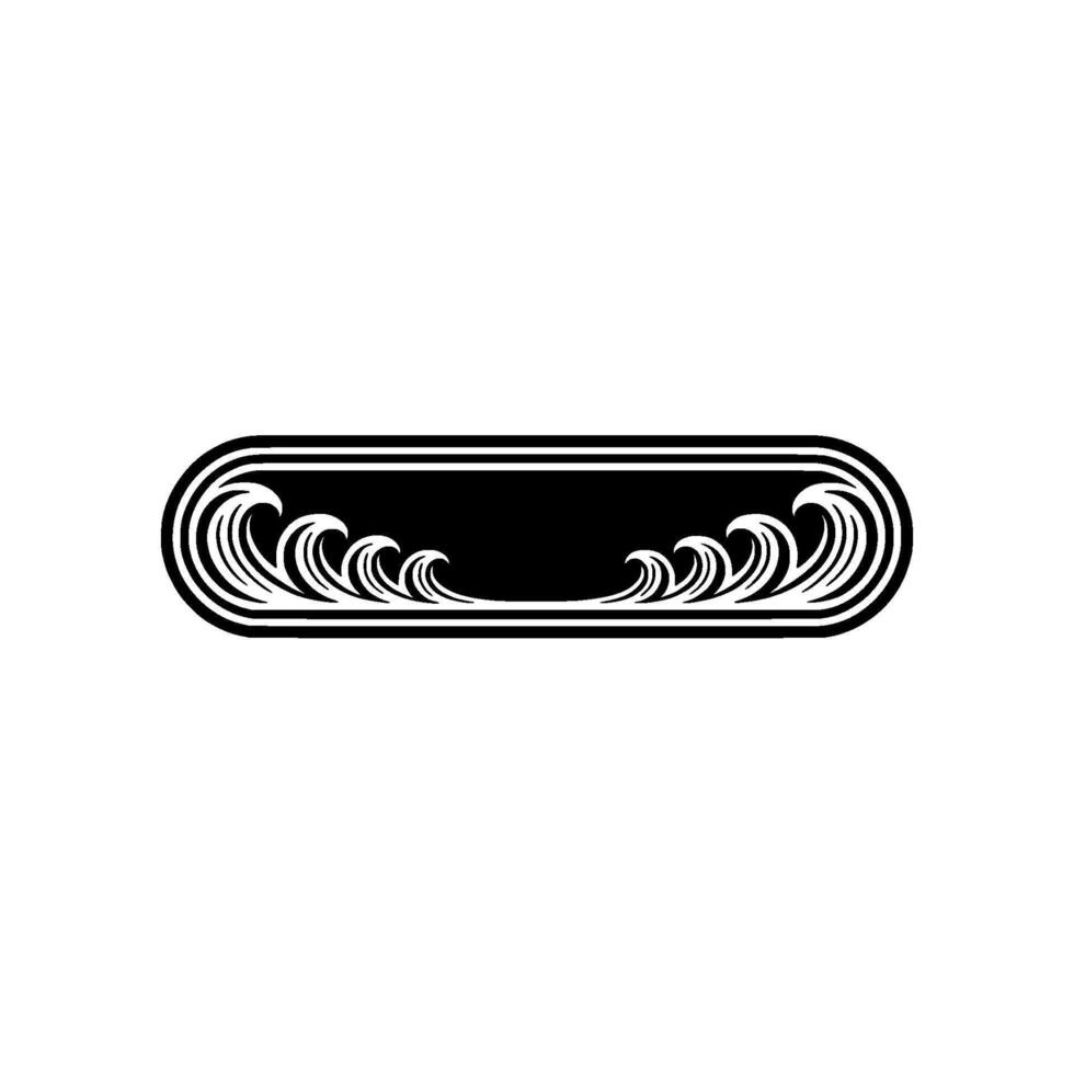 Black White Wave Crest Frame - Minimalist Ornamental vector