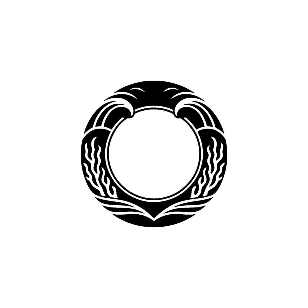 Elegant Black Wave and Coral Circle Frame on White vector