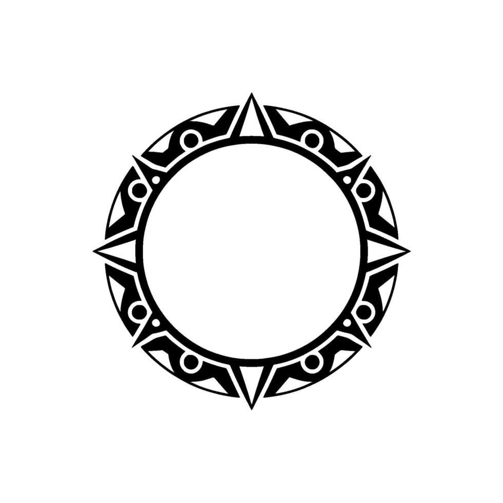 Tribal Circle - Decorative Border with Geometric Accents, Black and White, Modern vector
