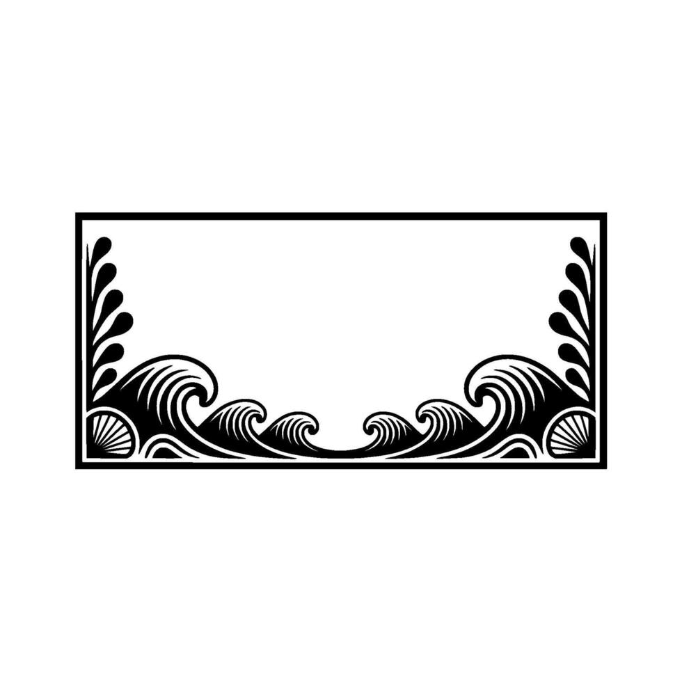 Elegant Ocean Wave Frame vector
