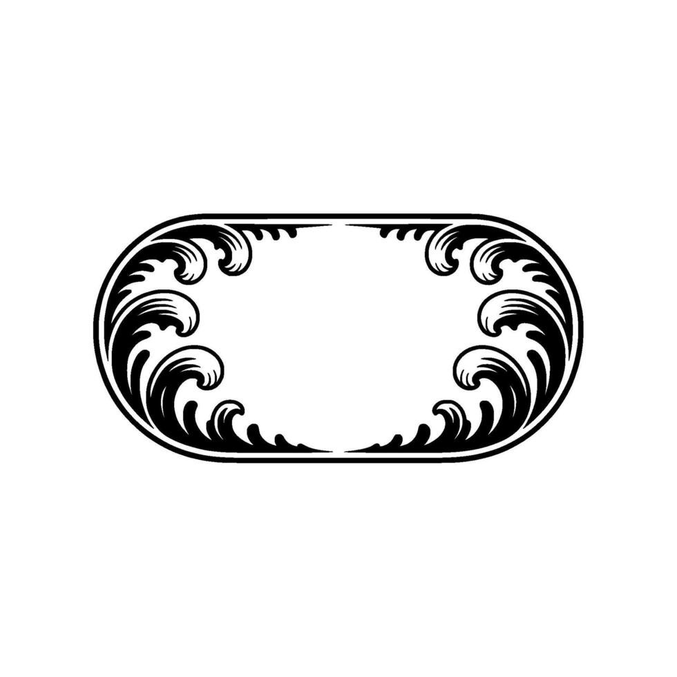 Elegant Black White Ornate, Oval Frame vector