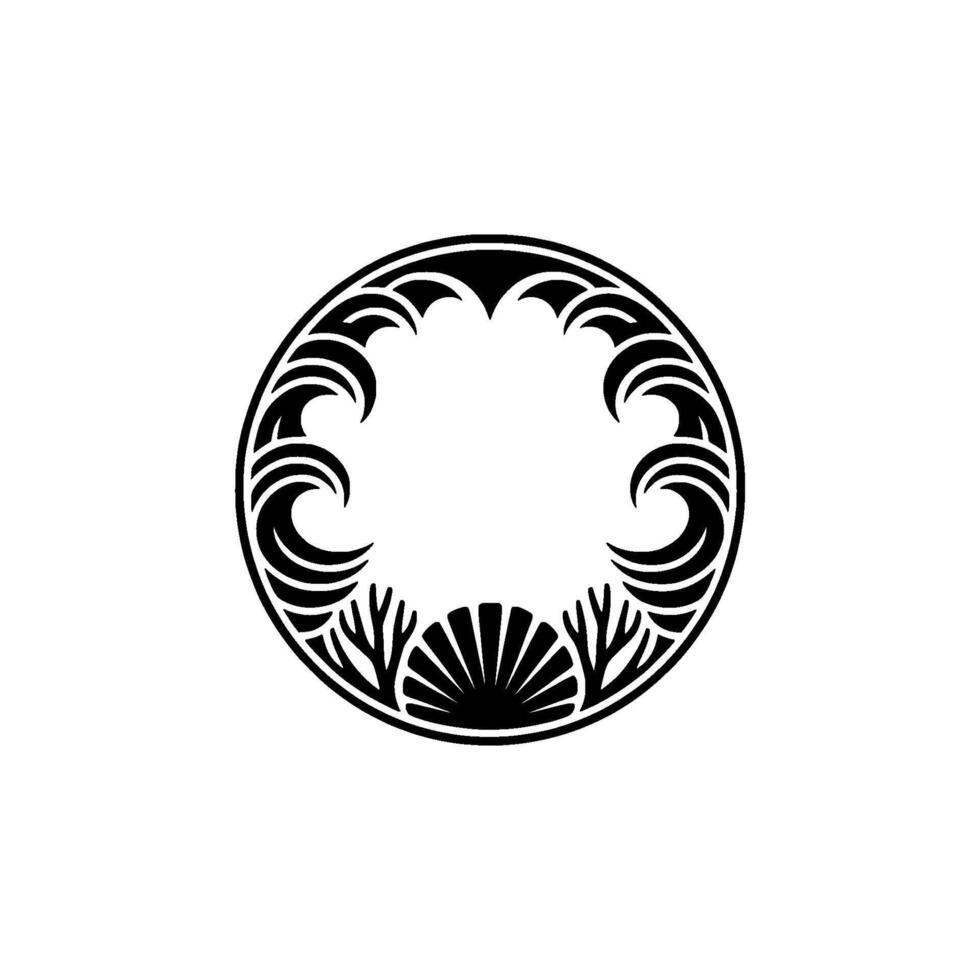 Minimalist Circle Ornament, Decorative Black on White vector