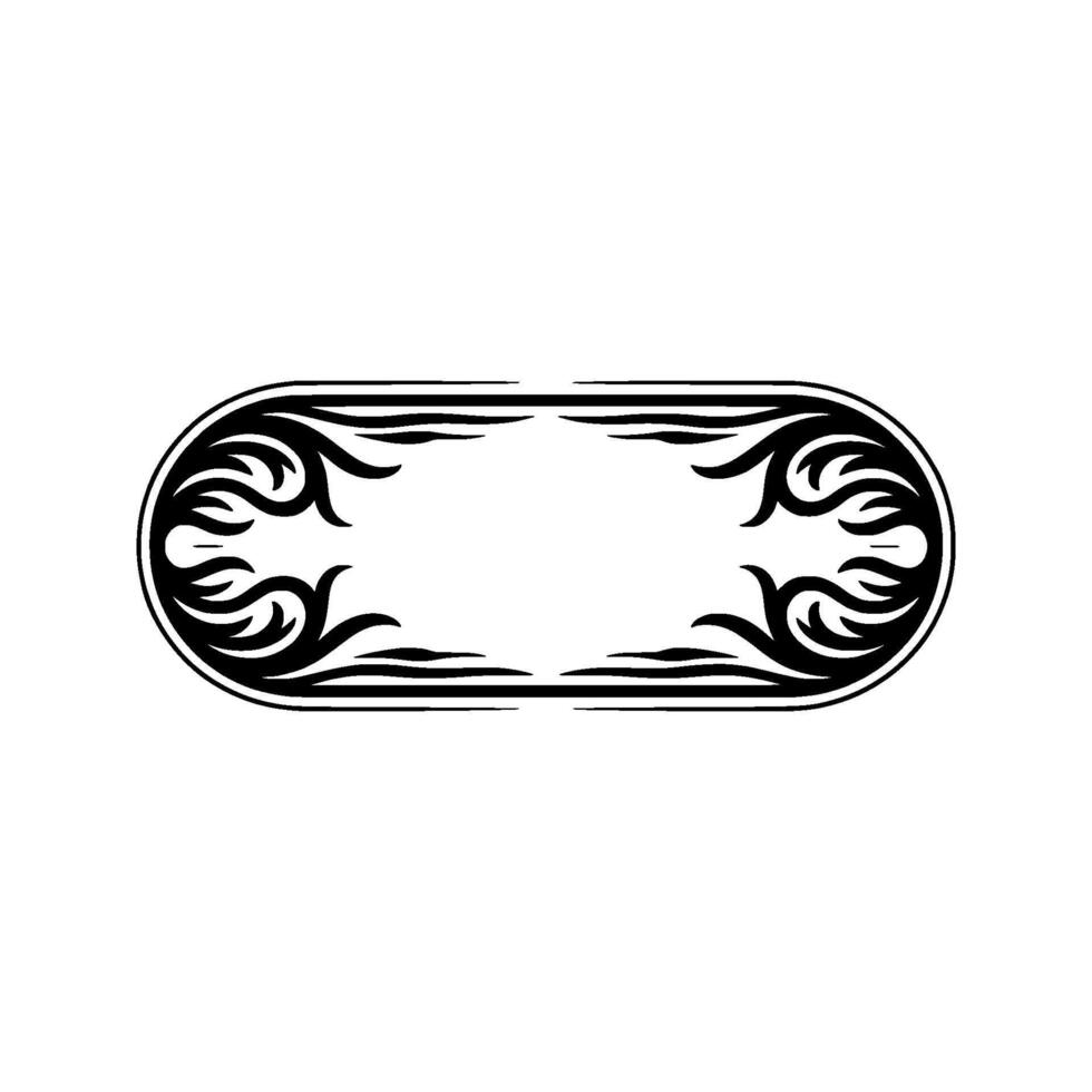 Elegant Black White Oval Frame with Decorative Floral Elements vector