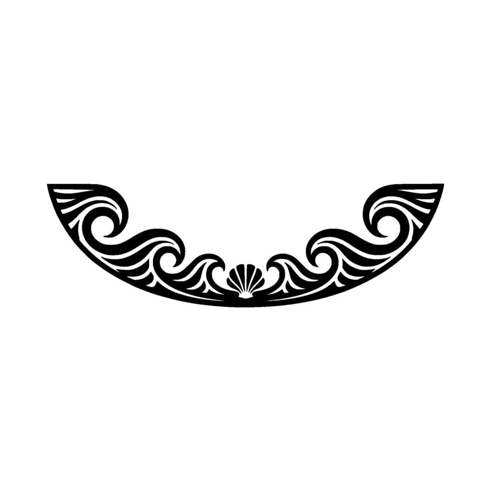 Ornamental Wave Shell , Black on White, Decorative Element vector