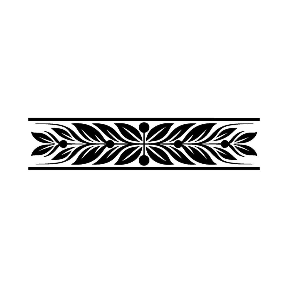Elegant Black- Leaf Border on White Background vector