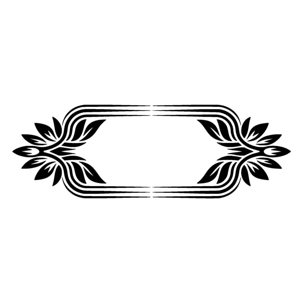 Elegant Floral Frame with Modern Silhouette in Black and White vector