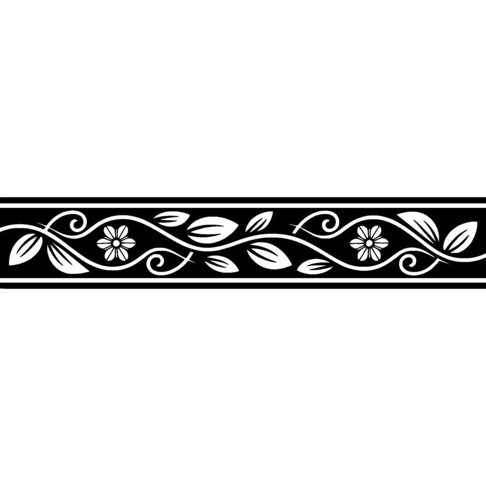 Elegant Black and, White- Floral- Border vector