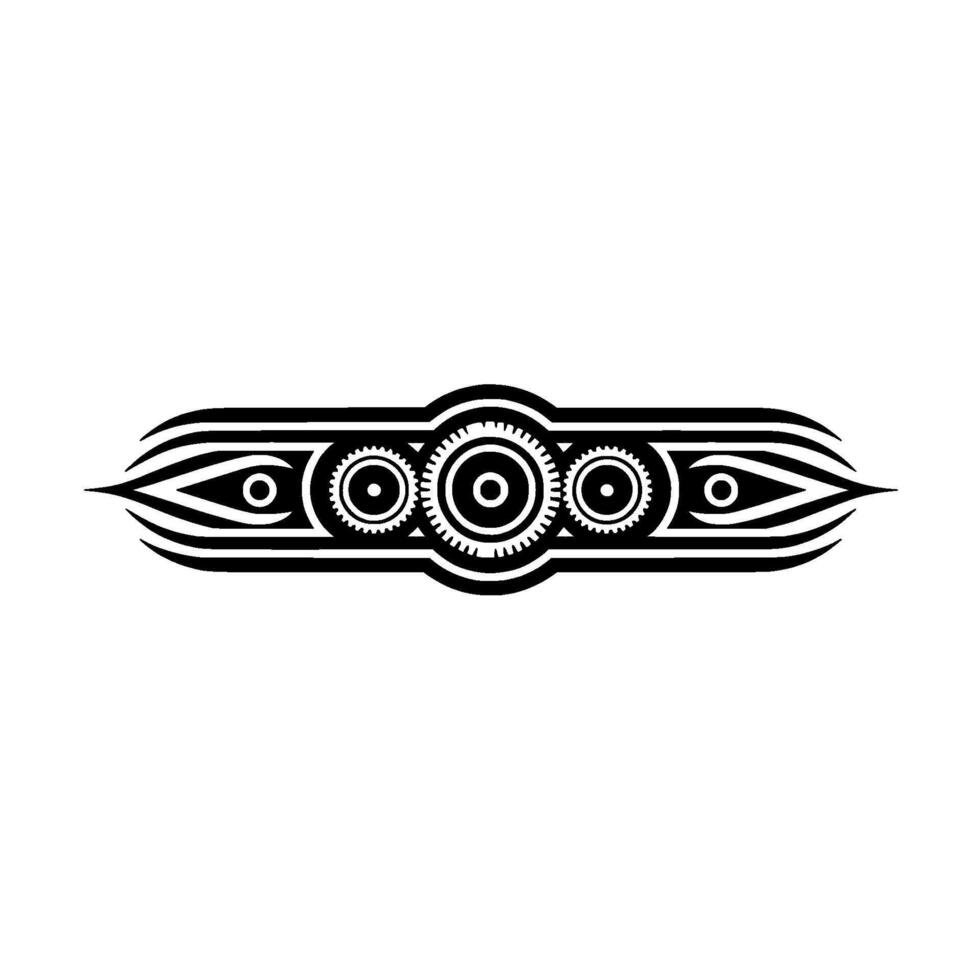 Abstract Geometric Emblem with Gears and Eye Motifs vector