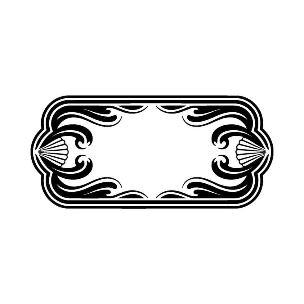 Elegant Black and White Art Deco Frame with Shells vector