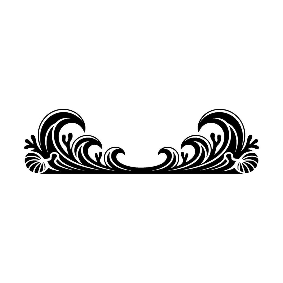 Ornate Black Wave Border on White Elegant vector