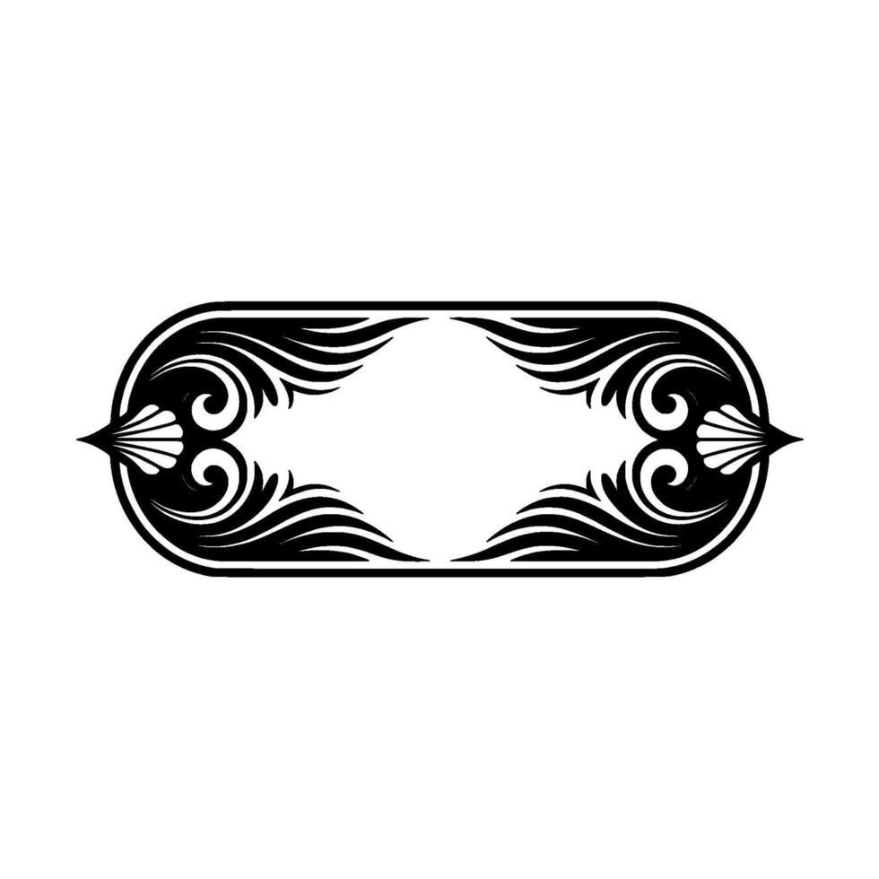 Ornate Black Scrollwork Rectangular Frame on White Background vector
