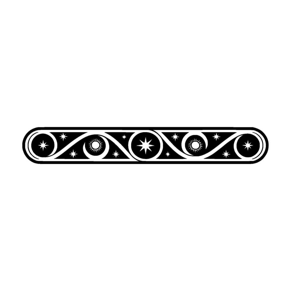 Elegant Black Celestial Border for Ornamentation Decor vector