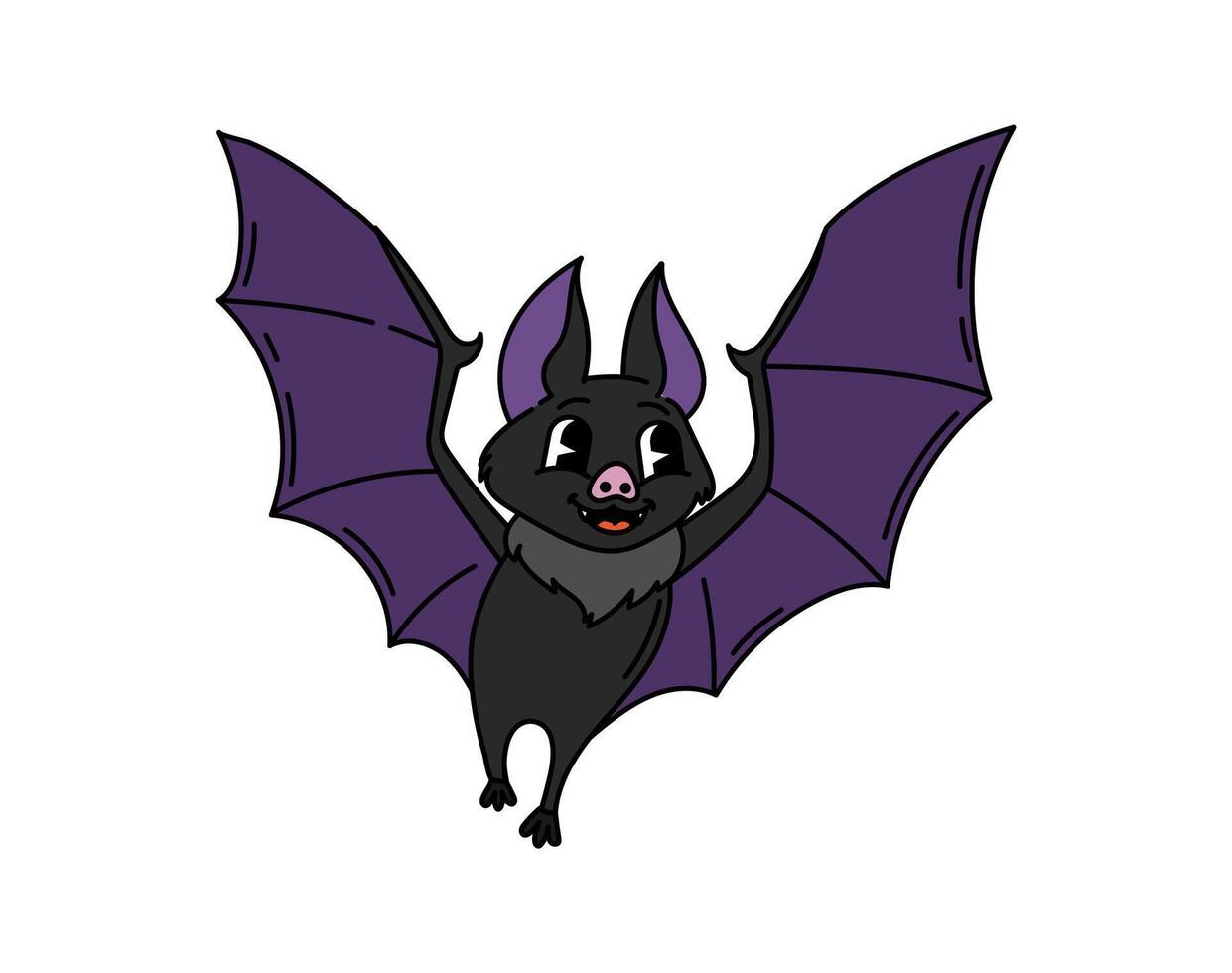 Groovy Halloween bat, funny cartoon character vector