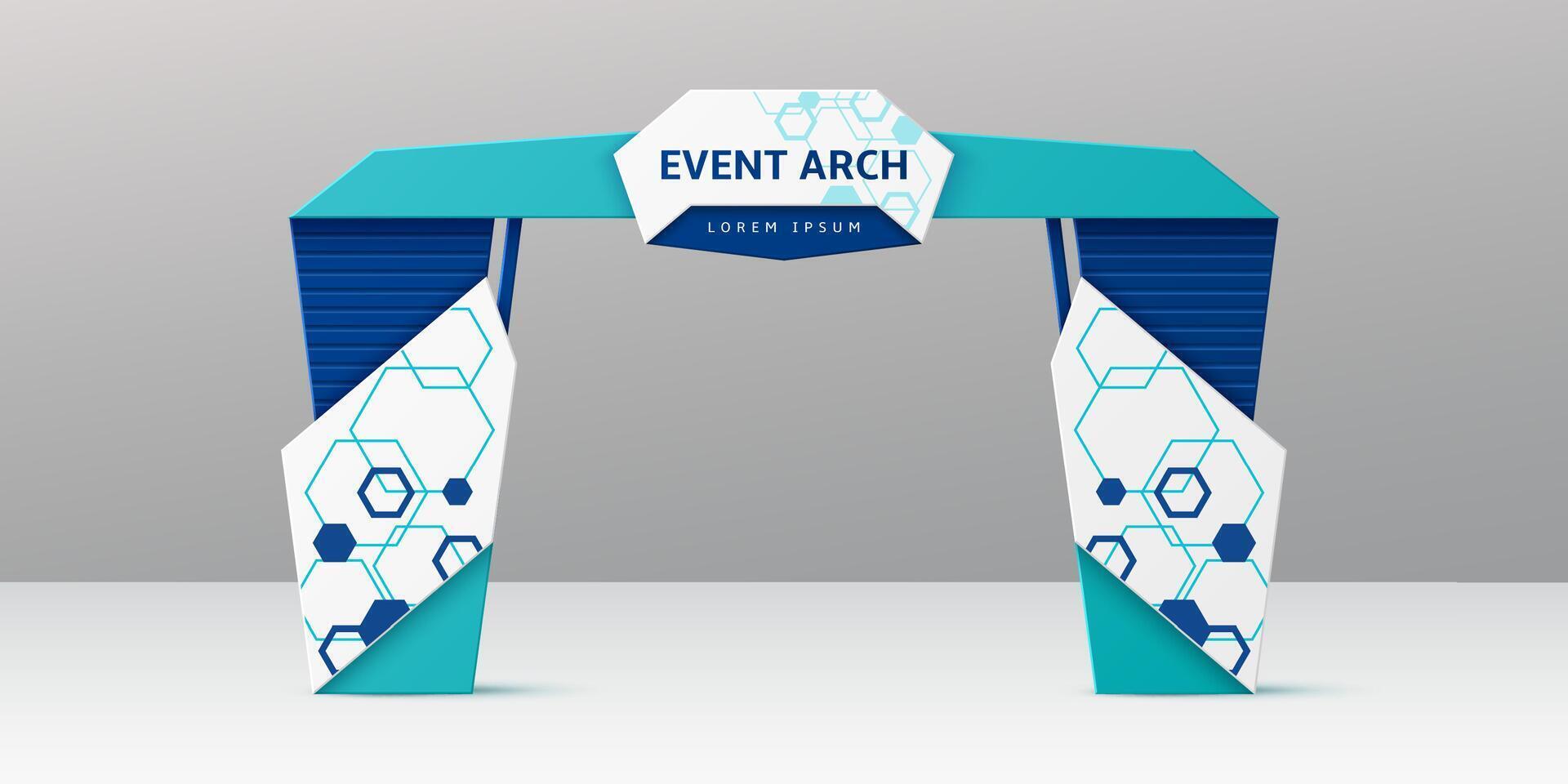 Exhibition turquoise and azure event arch mock up vector