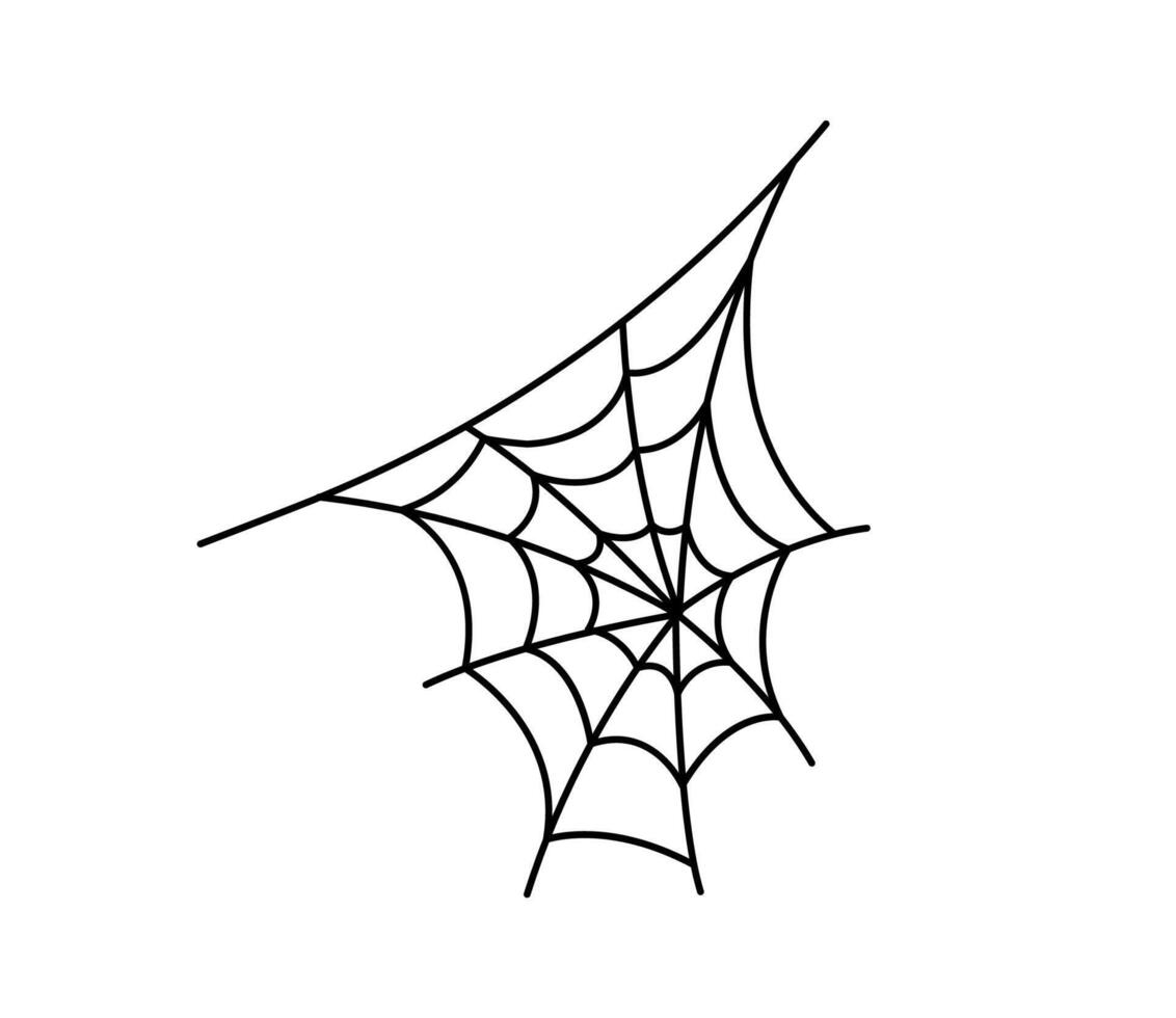 Cartoon groovy Halloween cobweb isolated symbol vector