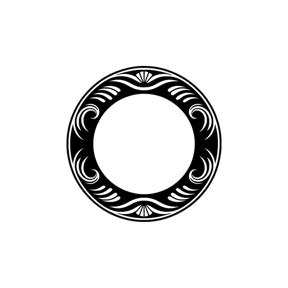 Ornate Black and White Circle Frame, Art Deco Style vector