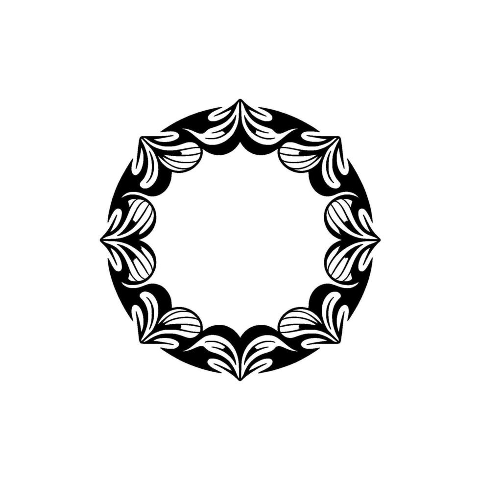 Elegant Black White Floral Frame on Soft Gray Background vector