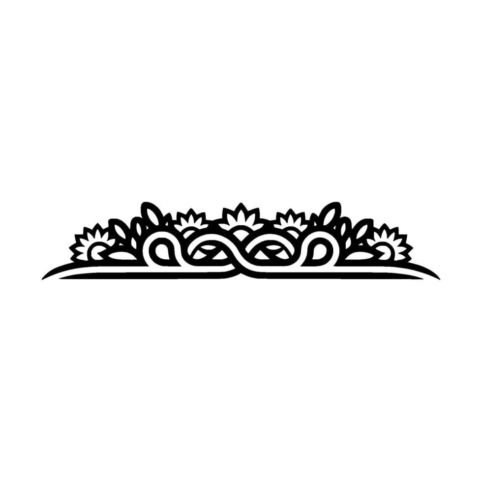 Elegant Floral Swirl Border - Black on White - Decorative Element vector