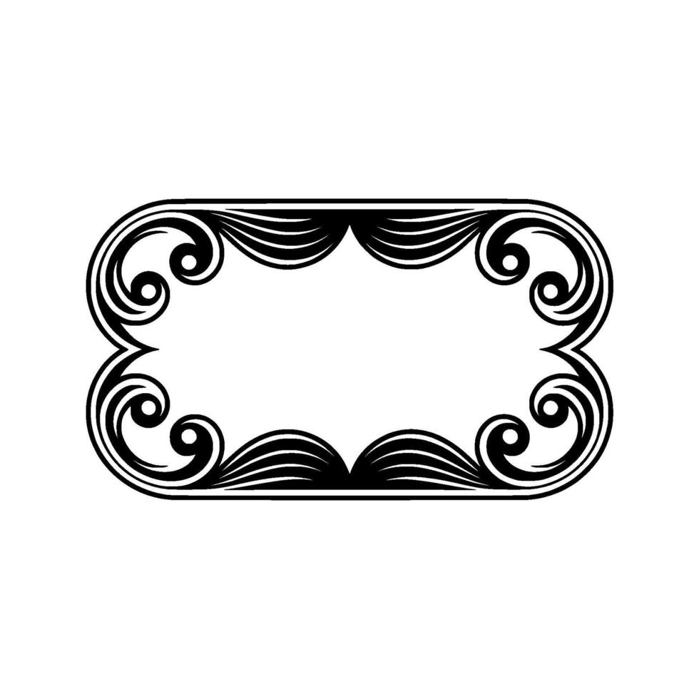 Elegant Black White Scrollwork Frame, Decorative Border Element vector