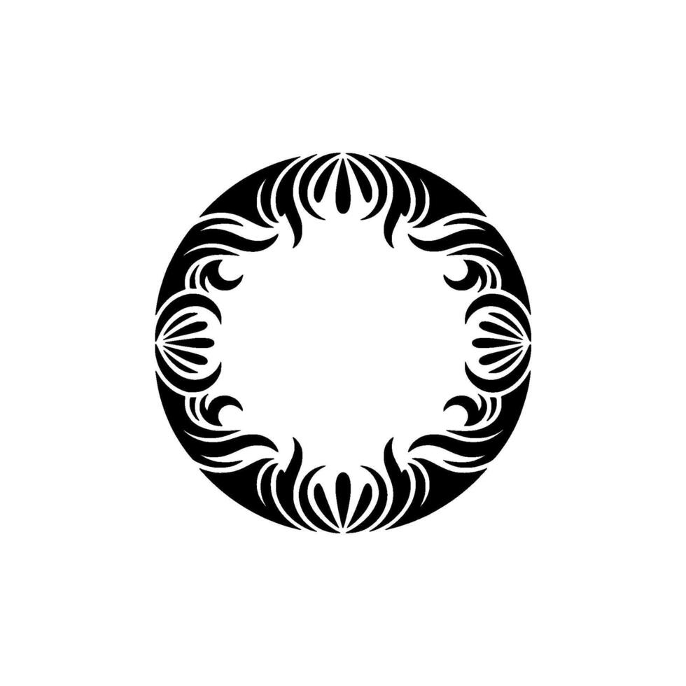 Elegant Black Floral Frame on White - Decorative Circular Border vector